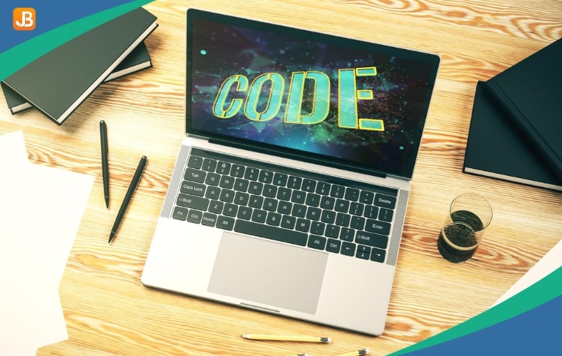 A computer screen showing written code representing coding concepts