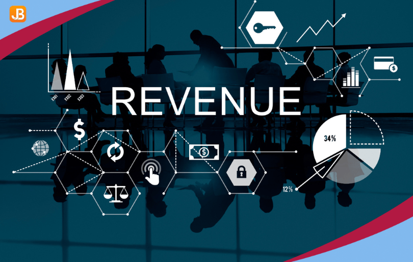 The word "Revenue" is surrounded by icons representing income sources