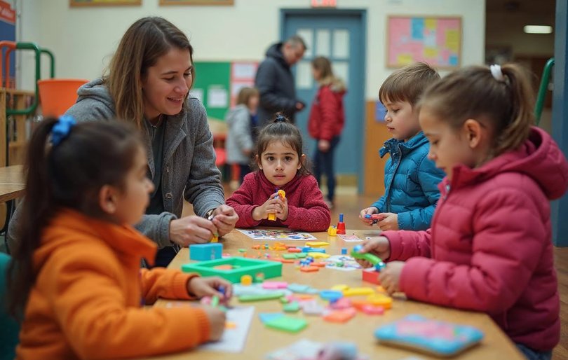 Children at a recreation center drop-in program during Christmas week